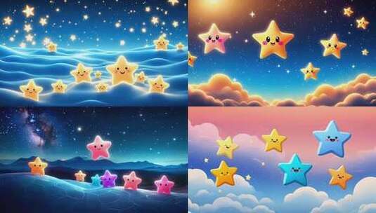 卡通星星夜空动画 儿童舞台背景高清在线视频素材下载