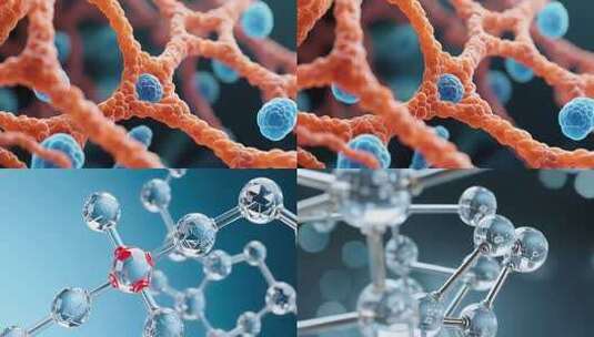 透明分子结构微观画面高清在线视频素材下载