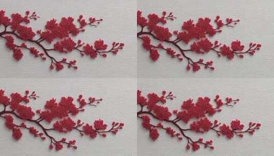 唐风红色梅花傲雪绽放唯美意境高清在线视频素材下载