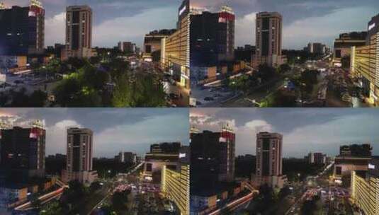 航拍淄博城市夜景柳泉路高清在线视频素材下载