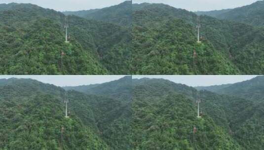 森林索道航拍缆车树林俯拍山林登山索道缆车高清在线视频素材下载