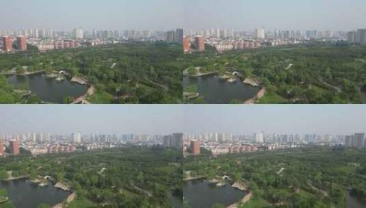 邯郸赵苑公园4A景区航拍高清在线视频素材下载