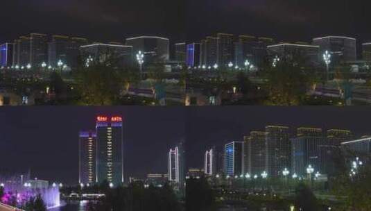 德清县舞阳街道夜景城市建筑高清在线视频素材下载