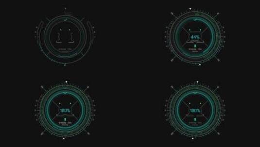 圆盘仪表盘进度条科技合成HUD未来大数据高清在线视频素材下载