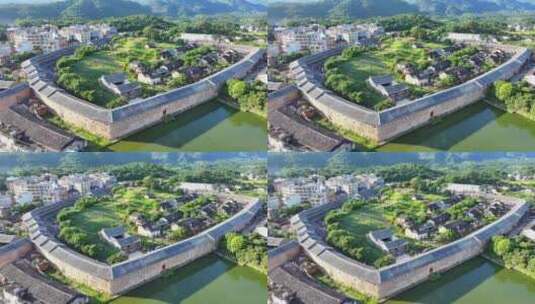 航拍福建漳州平和庄上土楼乡村风光高清在线视频素材下载