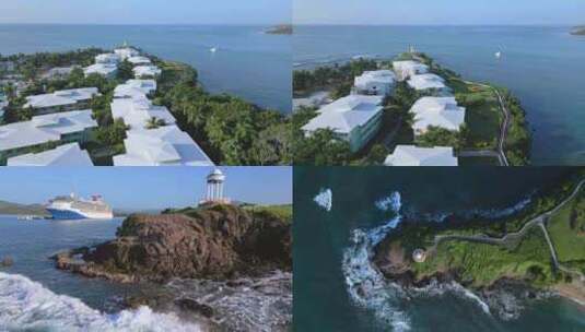 海南三亚航拍旅游海边风景高清在线视频素材下载