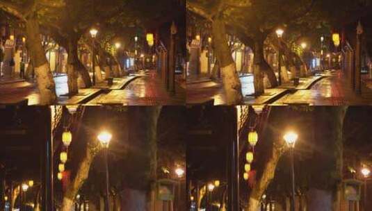 21孤独-雨停后老街行人走过高清在线视频素材下载