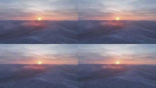 大兴安岭林海雪原冻雾日出高清在线视频素材下载