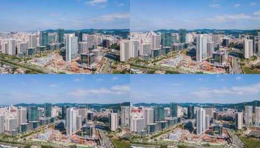 广州白云区广州设计之都建筑群延时摄影航拍高清在线视频素材下载