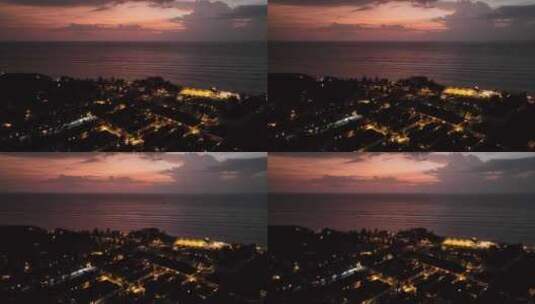 印尼龙目岛吉利群岛海滨夜景自然风光航拍高清在线视频素材下载