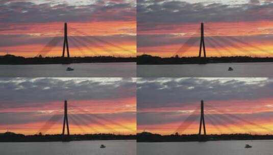 Vanšu大桥的日落时间流逝高清在线视频素材下载