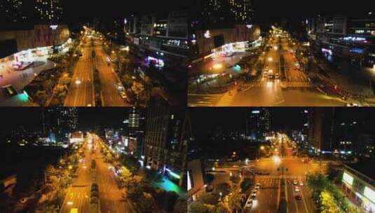 城市马路车辆车流夜景航拍高清在线视频素材下载