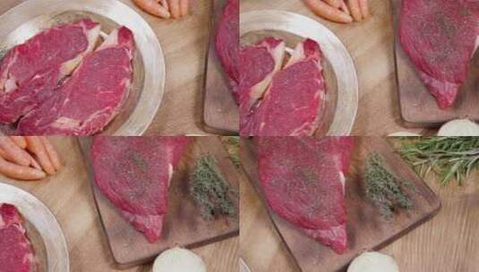 一块新鲜的生牛肉高清在线视频素材下载