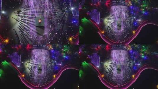 海南文昌椰子大观园夜景航拍高清在线视频素材下载