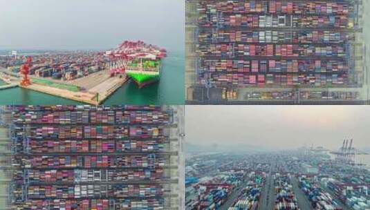 繁忙港口码头宣传片-航拍延时高清在线视频素材下载