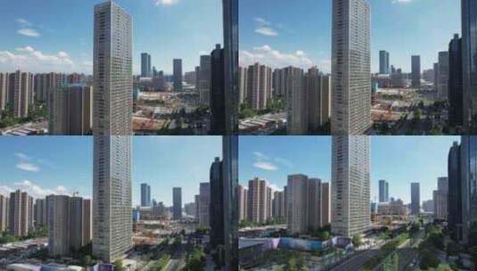 杭州钱江世纪城高楼航拍高清在线视频素材下载