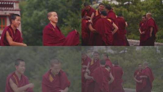 升格拍摄塔尔寺僧人寺庙和尚袈裟高清在线视频素材下载