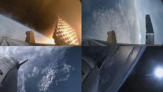 火箭发射升空飞进地球轨道高清在线视频素材下载