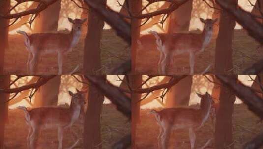 森林中跳跃的梅花鹿高清在线视频素材下载