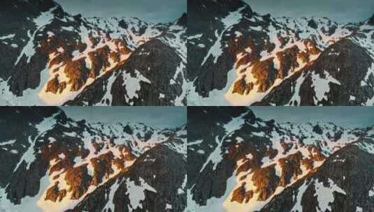 航拍阳光下的瑞士雪山高清在线视频素材下载