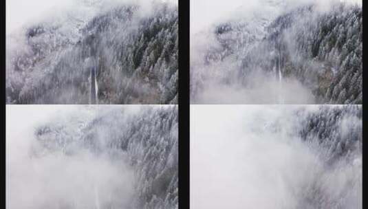 雾天森林马路航拍高清在线视频素材下载