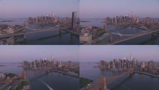 航拍下的纽约大桥高清在线视频素材下载