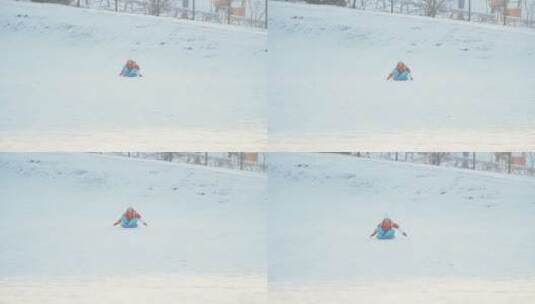 女孩在滑雪场滑雪高清在线视频素材下载
