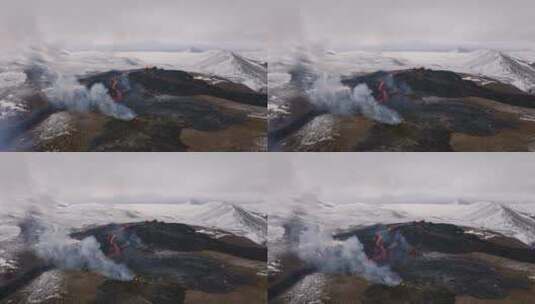 航拍冰岛和火山熔岩高清在线视频素材下载