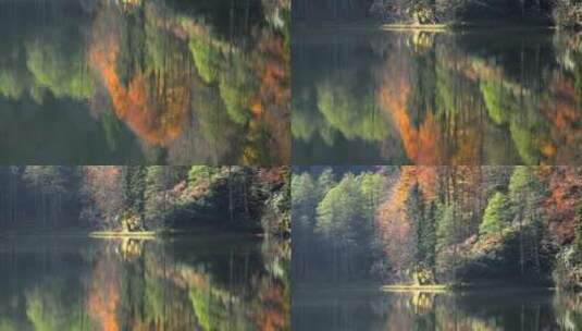 秋色在湖光山林中的映照高清在线视频素材下载