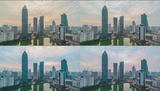 武汉城市风光日落火烧云延时高清在线视频素材下载