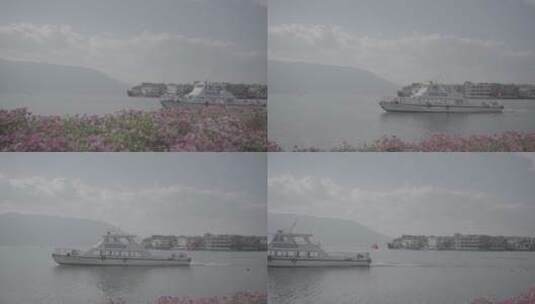 邮轮轮船游艇湖泊大海云南大理洱海三亚灰片高清在线视频素材下载