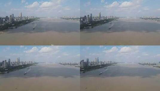 湖北武汉长江两岸城市建设航拍高清在线视频素材下载