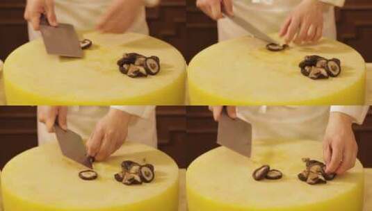 厨师切水发香菇高清在线视频素材下载