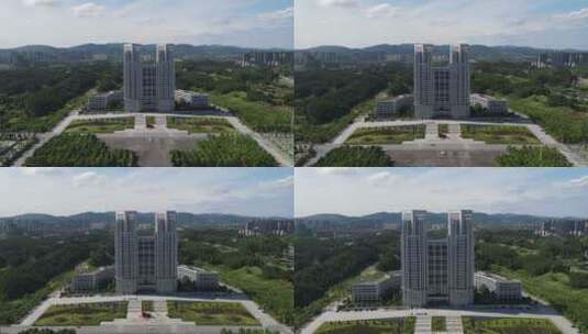 航拍湖南怀化市政府大楼高清在线视频素材下载