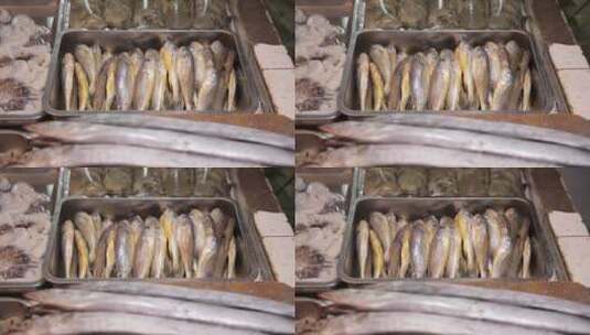 海鲜市场购买黄花鱼高清在线视频素材下载