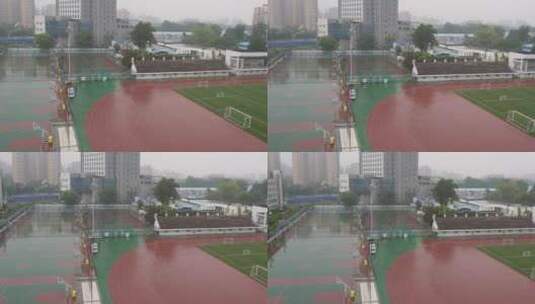 雨中积水操场高清在线视频素材下载