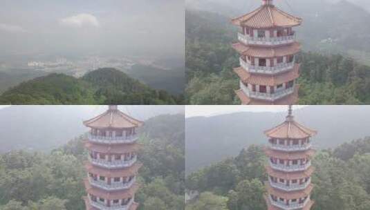 衡山 寺庙宝塔 自然风光航拍高清在线视频素材下载