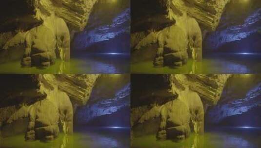 喀斯特地貌充水溶洞中的钟乳石LOG高清在线视频素材下载