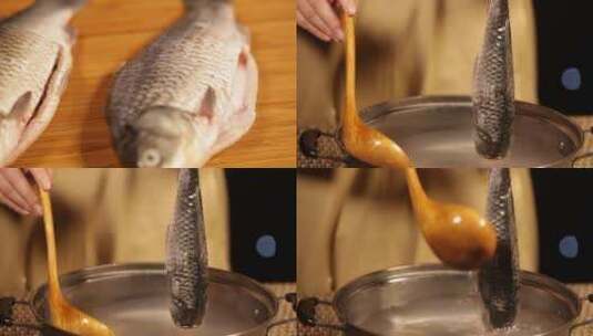 【镜头合集】烫鱼皮去黏膜高清在线视频素材下载