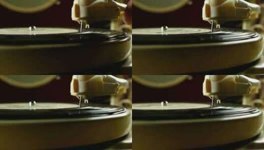 旋转黑胶唱片上的针头高清在线视频素材下载