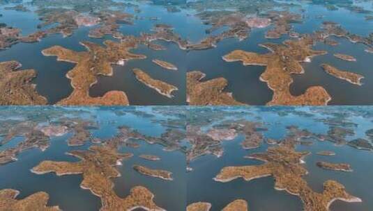 重庆长寿湖寿字形状航拍高清在线视频素材下载