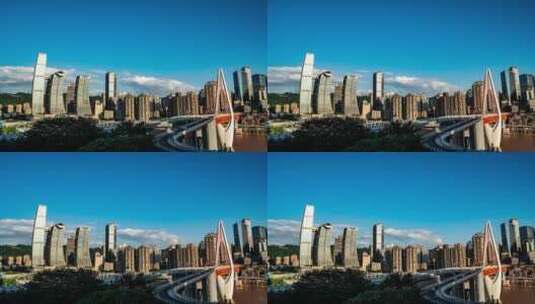 4K重庆渝中区CBD建筑排列延时2高清在线视频素材下载
