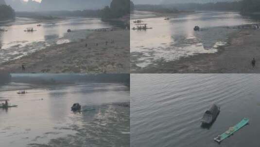 桂林山水风光航拍渔夫高清在线视频素材下载