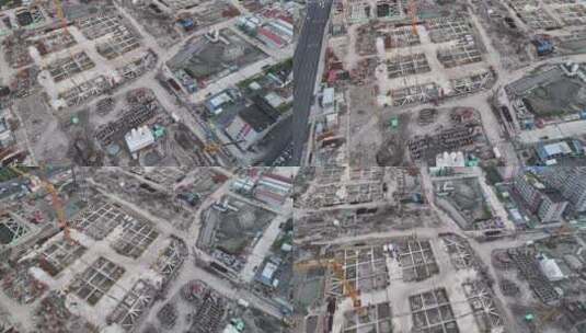 上海工地航拍空镜高清在线视频素材下载