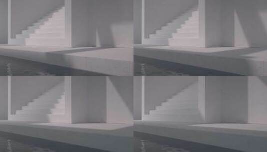 光影扫过水泥楼道台阶创意C4D动画高清在线视频素材下载
