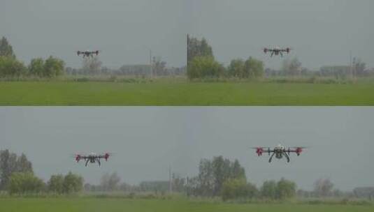 农用飞行喷雾器在农田喷洒高清在线视频素材下载