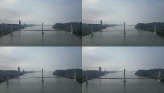 城市航拍湖北宜昌长江大桥交通高清在线视频素材下载