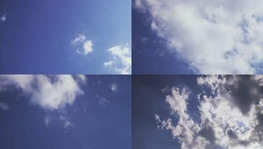 延时天空中的蓝天白云飘动舒展云朵风景合集高清在线视频素材下载