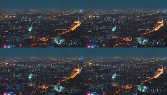 北京城市夜景延时车流城市森林4K高清在线视频素材下载