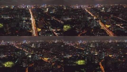 徐汇区宜山路夜景航拍高清在线视频素材下载